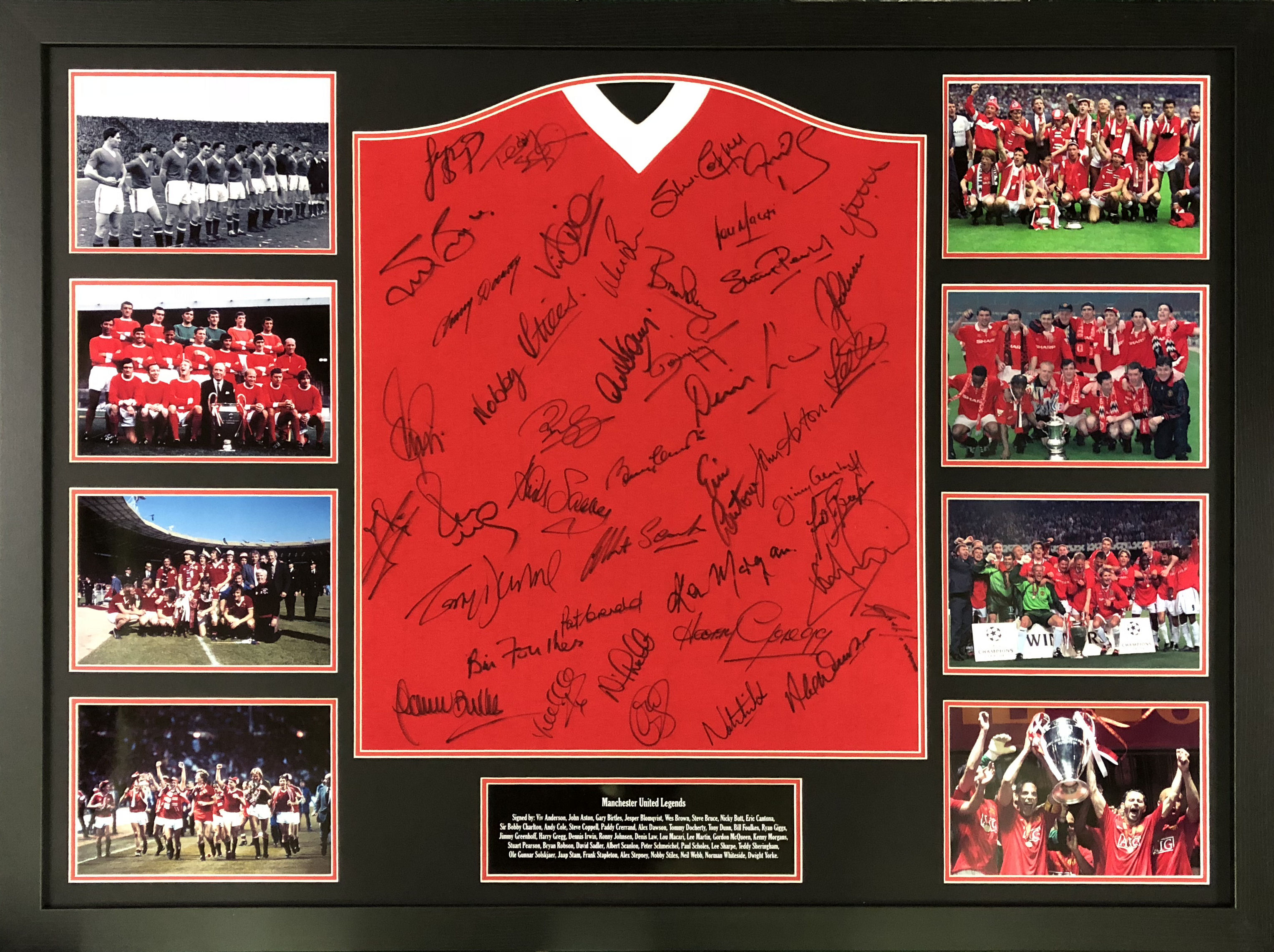 Manchester United Legendsshirt Signed By 42 Framed National Football Museum