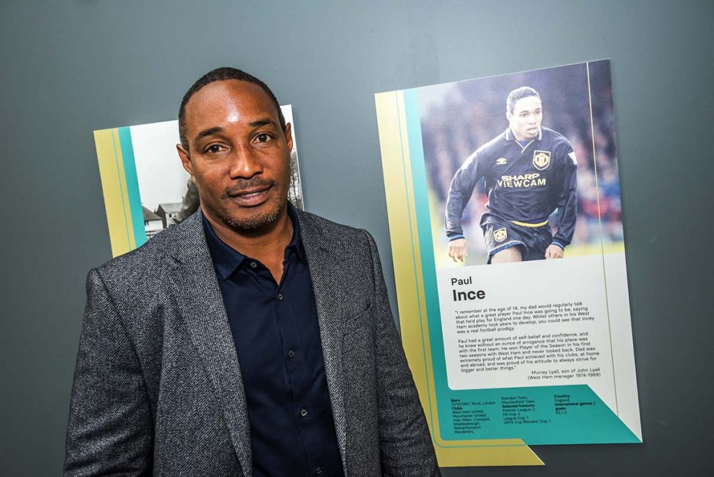 Paul Ince alongside National Football Museum Hall of Fame panel 2021